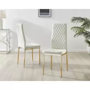 Image of Set of 6 Furniturebox Cream Velvet Milan Dining Chairs With Gold Legs