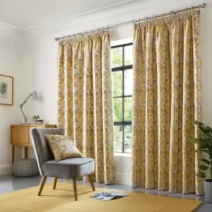 Image of Skandi Lined Pencil Pleat/Taped Top Curtains (Ochre, 46 x 72 (117 x 183cm)) - Ochre - Alan Symonds