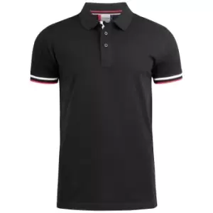Image of Clique Mens Newton Stripe Detail Polo Shirt (3XL) (Black)