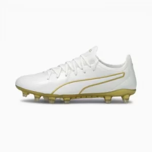 Image of Mens PUMA King Pro FG Football Boots, White/Gold, size 7.5, Shoes