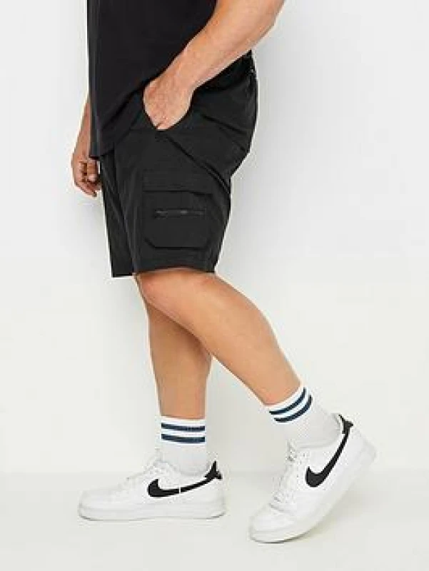 Image of BadRhino BadRhino Men Crinkle Nylon Cargo Shorts in Black Size: 5-6X-Large Black 5-6XL Male 5063111340088