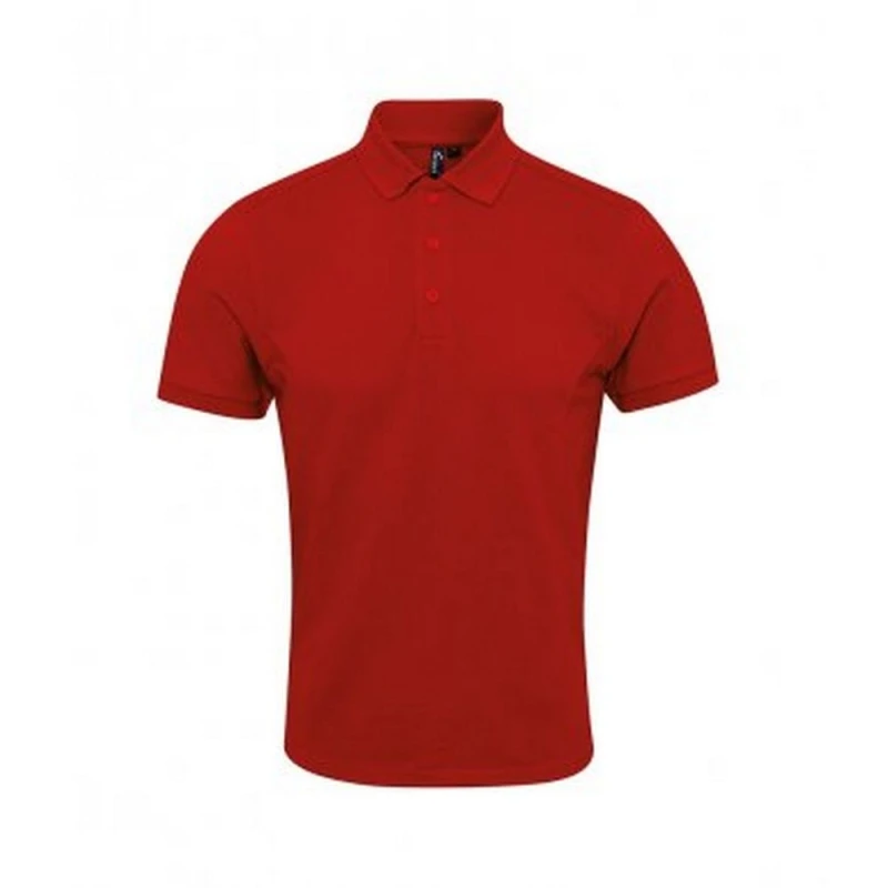 Image of Premier Premier Men Coolchecker Plus Piqu Polo Shirt in Red Size: Small Red S Male 5063527592828
