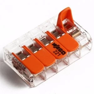 Image of WAGO 221-415 5 Way Lever Operated Terminal Connector - Single