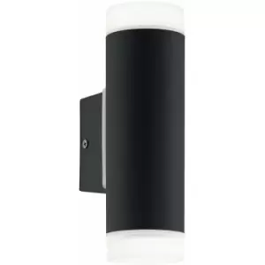 Image of Loops - IP44 Outdoor Wall Light Black Up & Down Light 2 x 5W GU10 Bulb Porch Lamp