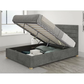 Image of Kelly Ottoman Upholstered Bed, Kimiyo Linen, Granite - Ottoman Bed Size Double (135x190)