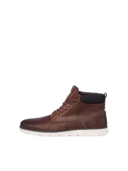 Image of JACK & JONES Cognac Leather Boots Men Brown