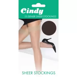Image of Cindy Womens/Ladies 15 Denier Sheer Stockings (1 Pair) (One Size (UK Shoe 3-8)) (Barely Black)