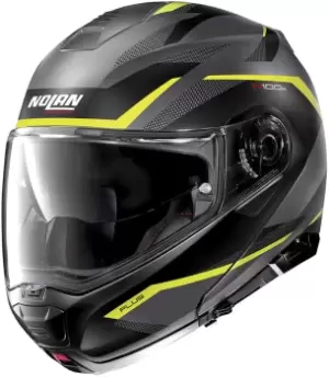 Image of Nolan N100-5 Plus Overland N-Com Helmet, grey-yellow Size M grey-yellow, Size M