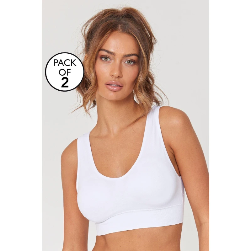 Image of Be You 2 Pack Seam Free Comfort Bra - White White L