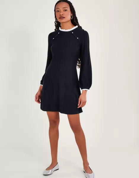 Image of Lace Trim Swing Dress