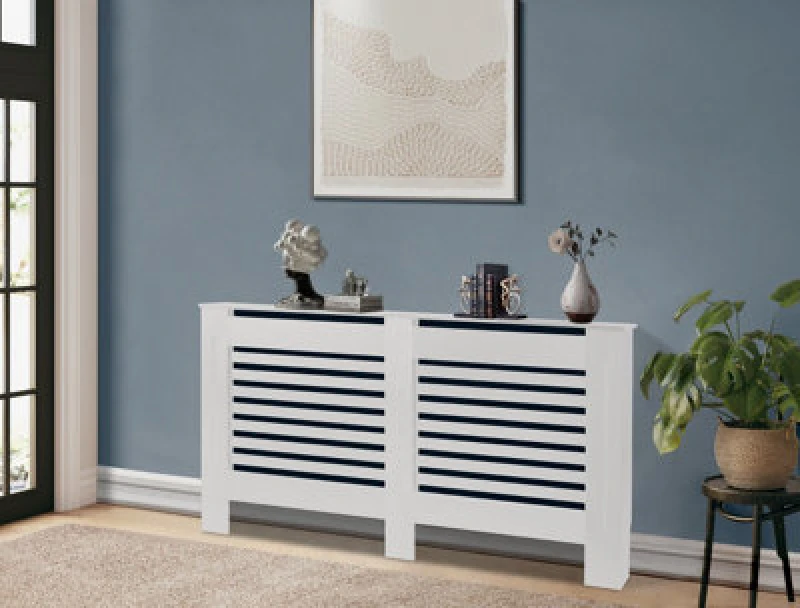 Image of Groundlevel White Wooden Radiator Cover - 152Cm X 82Cm X 19Cm