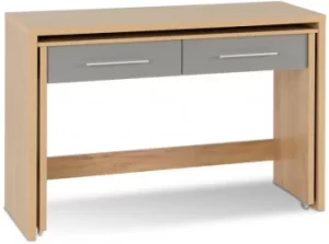 Image of Seconique Seville Grey High Gloss and Oak 2 Drawer Computer Desk Flat Packed