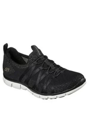 Image of Skechers Gratis Sapphire Slip-on Plimsoll, Black, Size 6, Women