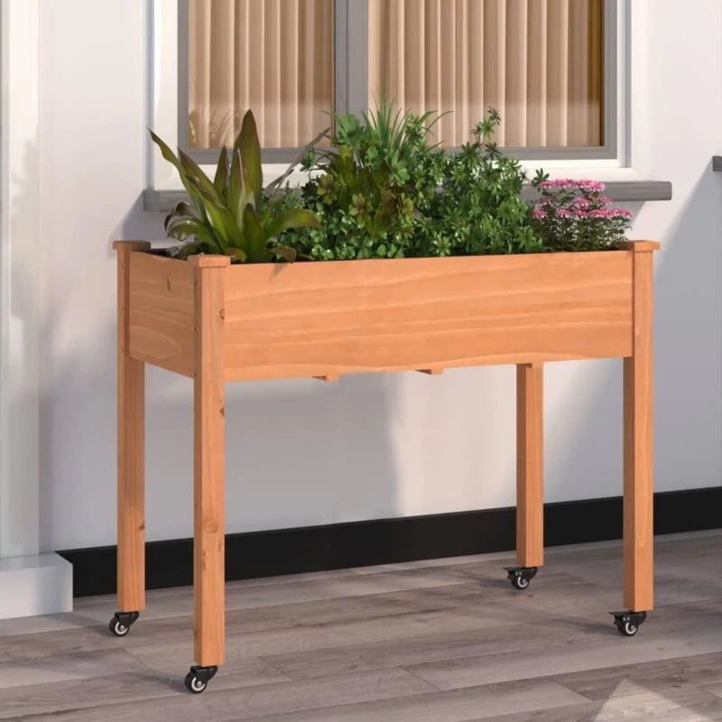 Image of vidaXL Wheeled Planter w/ Liner - Brown 118x59x80cm, Brown 3157827