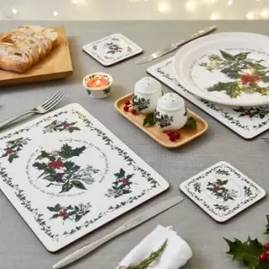 Image of The Holly and the Ivy Placemat and Coaster Set Green