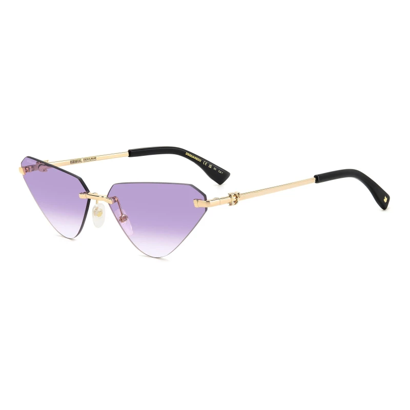 Image of DSquared2 Womens Cat Eye Round Sunglasses Gold Violet female 63 cm