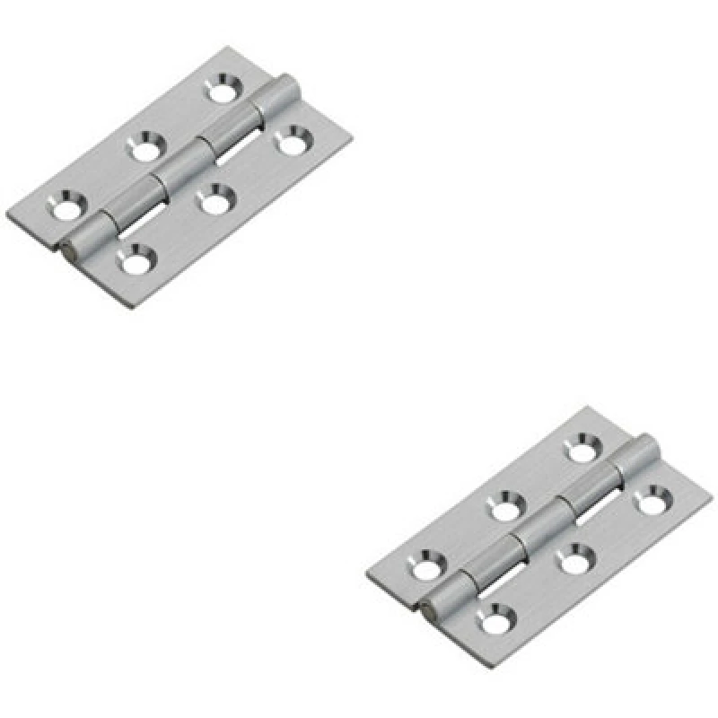 Image of Loops 2x PAIR 50 x 28 x 1.5mm Cabinet Hinge Satin Chrome Small Cupboard Door Multi