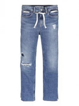 Image of Calvin Klein Jeans Girls Slim High Rise Crop Jean - Blue