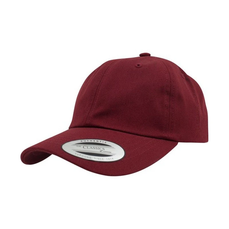 Image of Yupoong Flexfit 6-panel Baseball Cap With Buckle in Maroon Maroon Unisex One Size