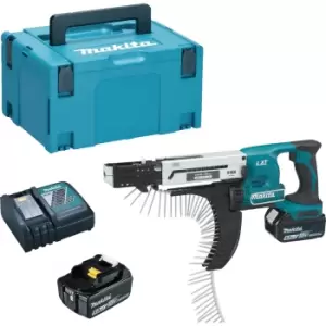 Image of Makita DFR750 18v Cordless LXT Auto Feed Screwdriver 2 x 5ah Li-ion Charger Case