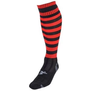 Image of Precision Hooped Pro Football Socks Black/Red - UK Size 3-6