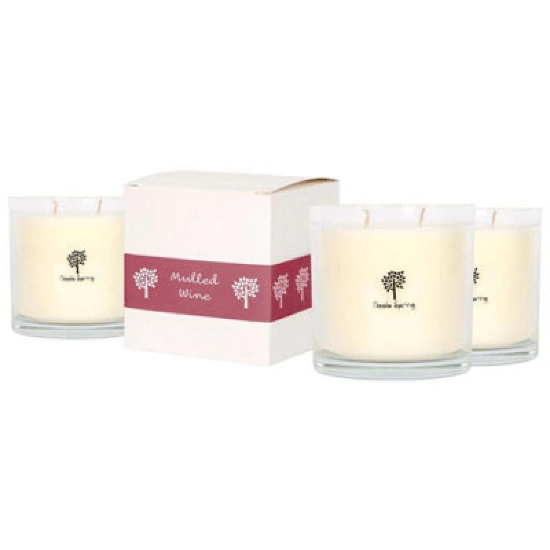 Image of Nicola Spring 400G Mulled Wine Soy Wax Candles - Pack Of 3 - Double Wick Glass Jars Warm Spiced Festive Scent Long Burn Fragrance