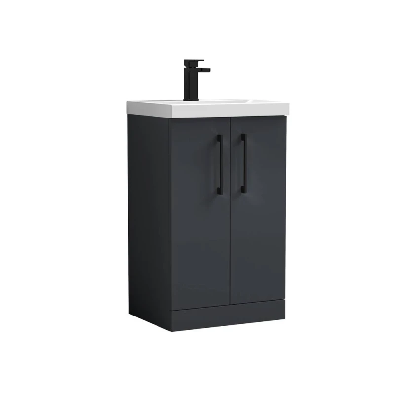 Image of Balterley Level Modern Bathroom 2 Soft Close Door & Mid-Edge Vanity Unit Basin, Dark Grey, 500mm