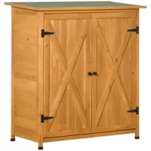 Image of Outsunny Wood Garden Storage Shed Tool Cabinet Organizer W/ Shelves Natural