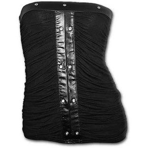 Image of Gothic Elegance Gathered Tube Womens Large Sleeveless Top - Black