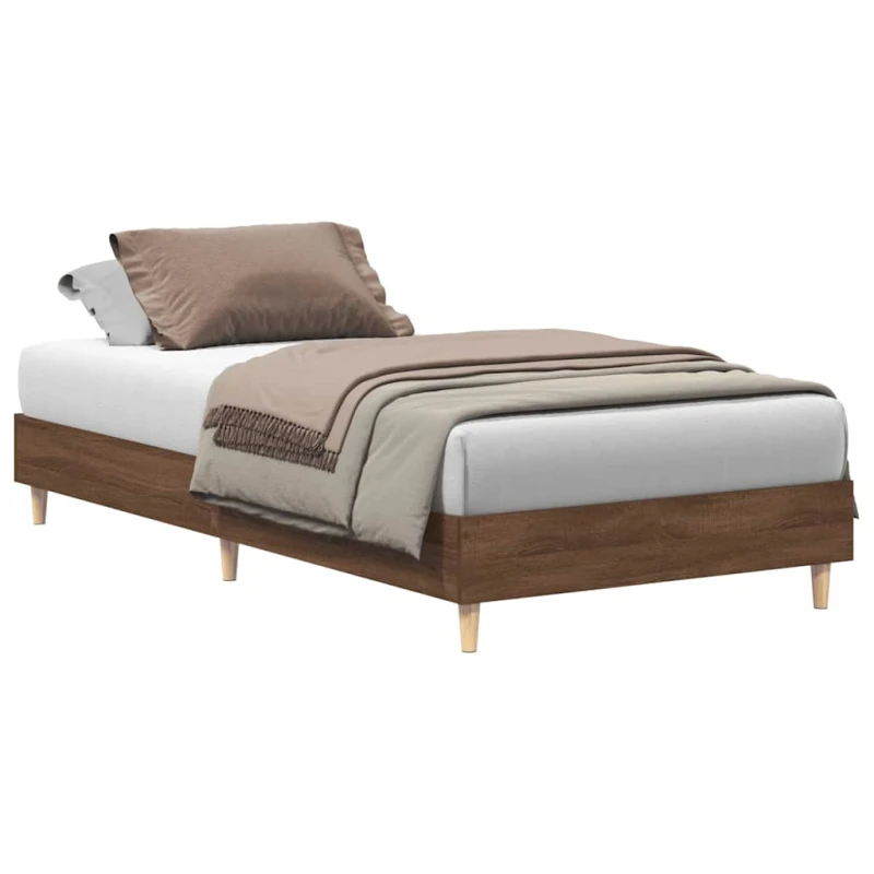 Image of Vidaxl Bed Frame No Mattress Brown Oak 90X190 Cm Single Engineered Wood