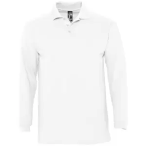 Image of SOLS Mens Winter II Long Sleeve Pique Cotton Polo Shirt (L) (White)