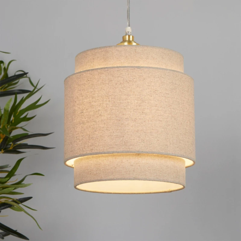 Image of Lighting Collection Linen Tiered Shade Natural unisex 25cm
