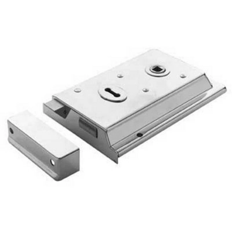 Image of Loops Traditional Contract Rim Deadlock 152 x 102mm Polished Chrome Door Latch Multi unisex