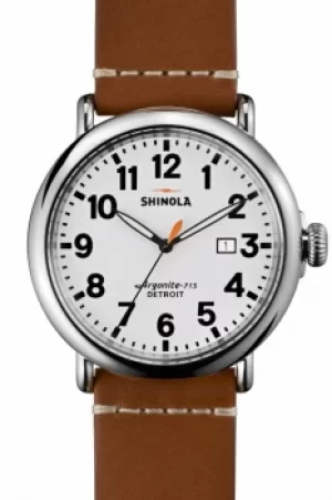 Image of Mens Shinola Runwell 47mm Brown Leather Strap Watch S0110000111