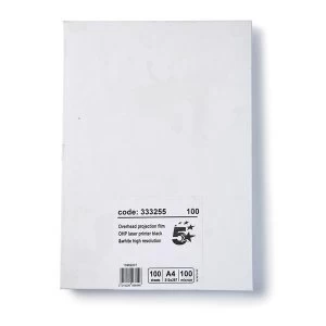 Image of 5 Star Office A4 OHP Film Laser High Resolution Unbacked 100 Micron Black and White Pack of 100