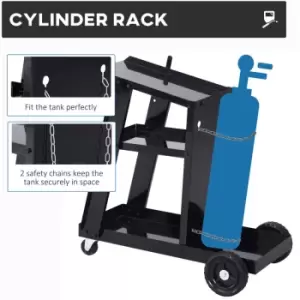 Image of Three-Tier Welding Cart Welder Trolley for Gas Bottles, Black - Durhand