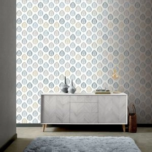 Image of Arthouse Opera Amira Leaf Metallic Wallpaper Multi