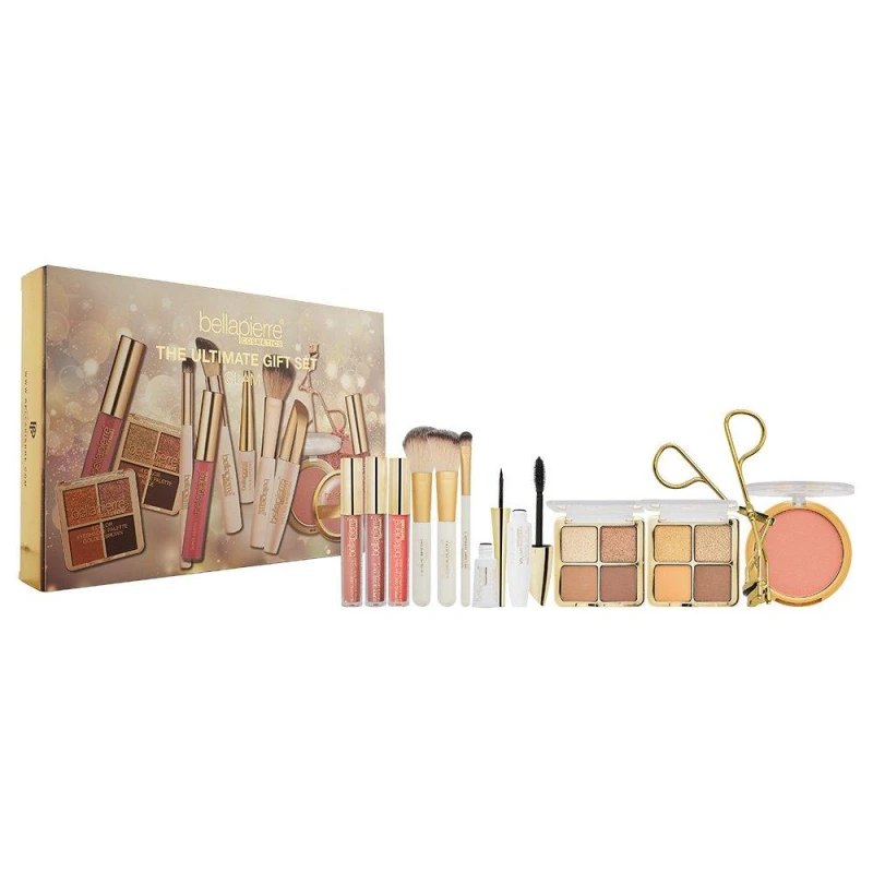 Image of Bellapierre Cosmetics Ultimate Gift Set Glam 12 Piece Gift Set: 2 x Eye Palette 4.8g - 3 x Lip Gloss 3.6ml - Mascara 9ml - Blush 8g - Eye Liner 4ml -