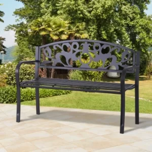 Image of Outsunny Metal Frame Bench, 128Lx50Wx91H cm, Net Weight 12kg-Black