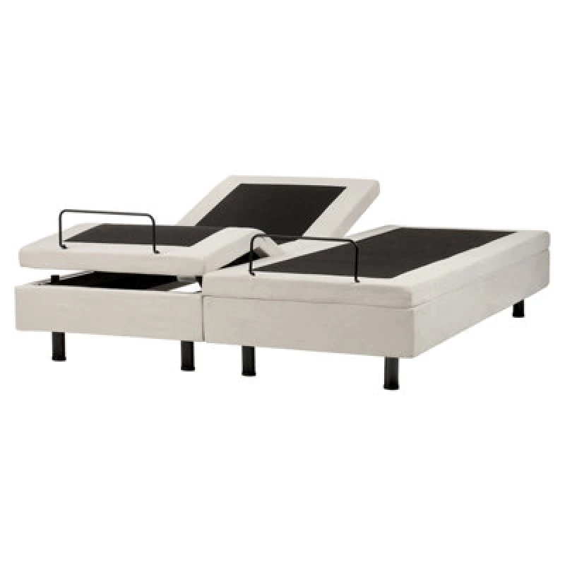 Image of Beliani Adjustable Bed Without Headboard Fabric Castellan 160 X 200 Cm (Eu King Size) Light Beige