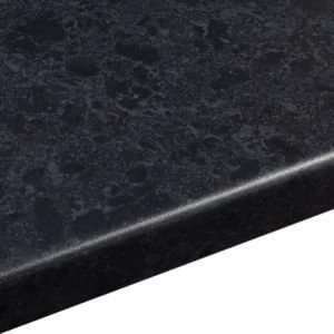 Image of 38mm Midnight Black Satin Granite effect Round edge Laminate Worktop L3.6m D600mm