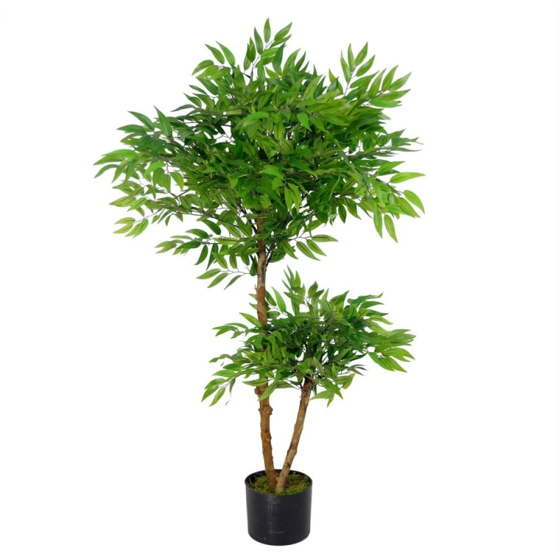 Image of Leaf 100cm Luxury Artificial Mini Ruscus Tree - Premium Range Green