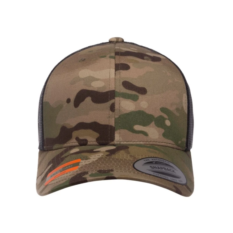 Image of Flexfit by Yupoong Mens Multicam Retro Trucker Cap Multicolor Male One Size