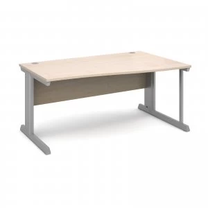 Image of Vivo Right Hand Wave Desk 1600mm - Silver Frame Maple Top