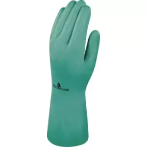 Image of VE801 Cotton Flock Nitrile Synthetic Safety Gloves Green - Size 9 - Delta Plus
