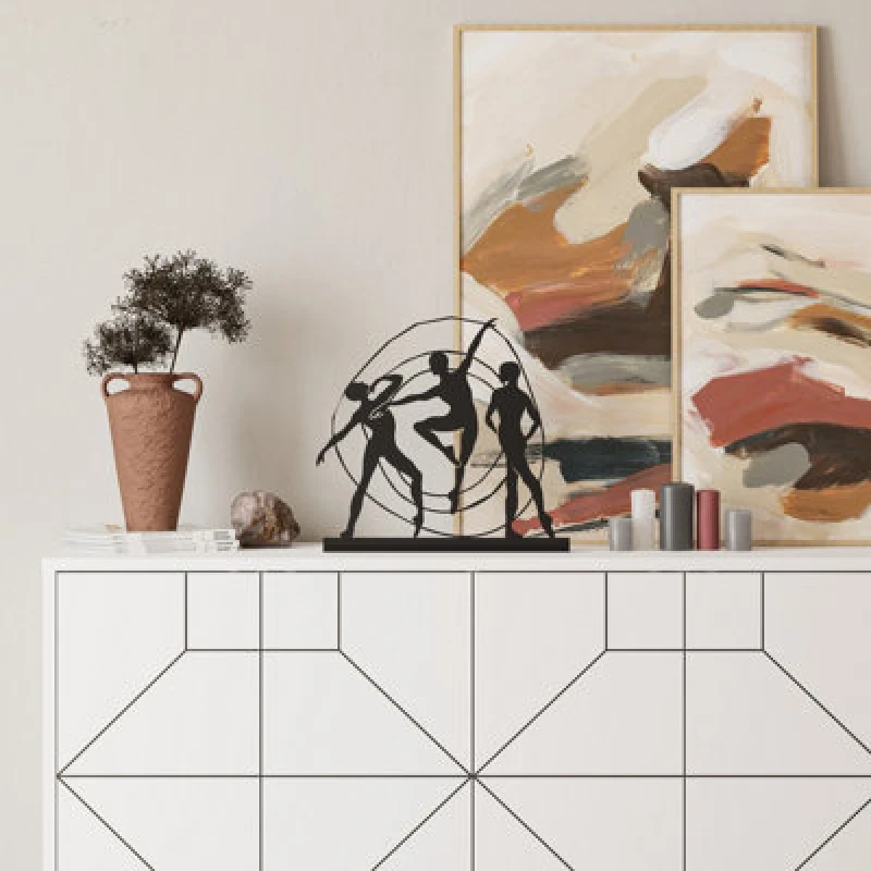 Image of Decortie Pose Modern Metal Art Home Decoration Ornament, Black