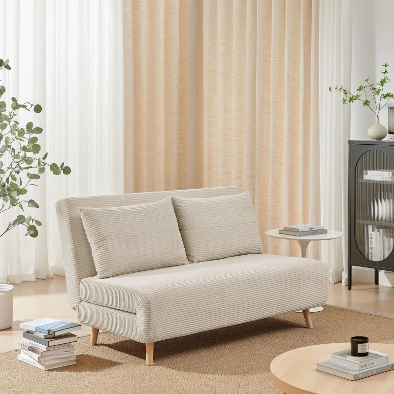 Image of FurnitureboxUK FurnitureboxUK Bobby Cream Jumbo Corduroy Double Folding Sofa Bed Cream Double Unisex 5056784310236