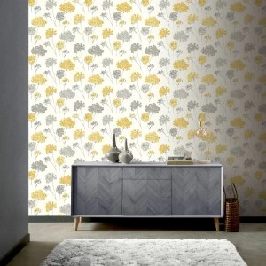 Image of Arthouse Anya Floral Metallic Wallpaper Ochre