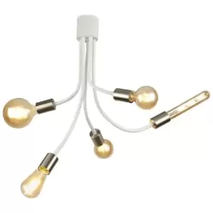 Image of Luminosa Lighting - Flexible Semi Flush Ceiling 5 Light E27 Satin White, Satin Nickel
