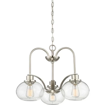 Image of Trilogy 3 Light Chandelier, Brushed Nickel, E27 - Elstead
